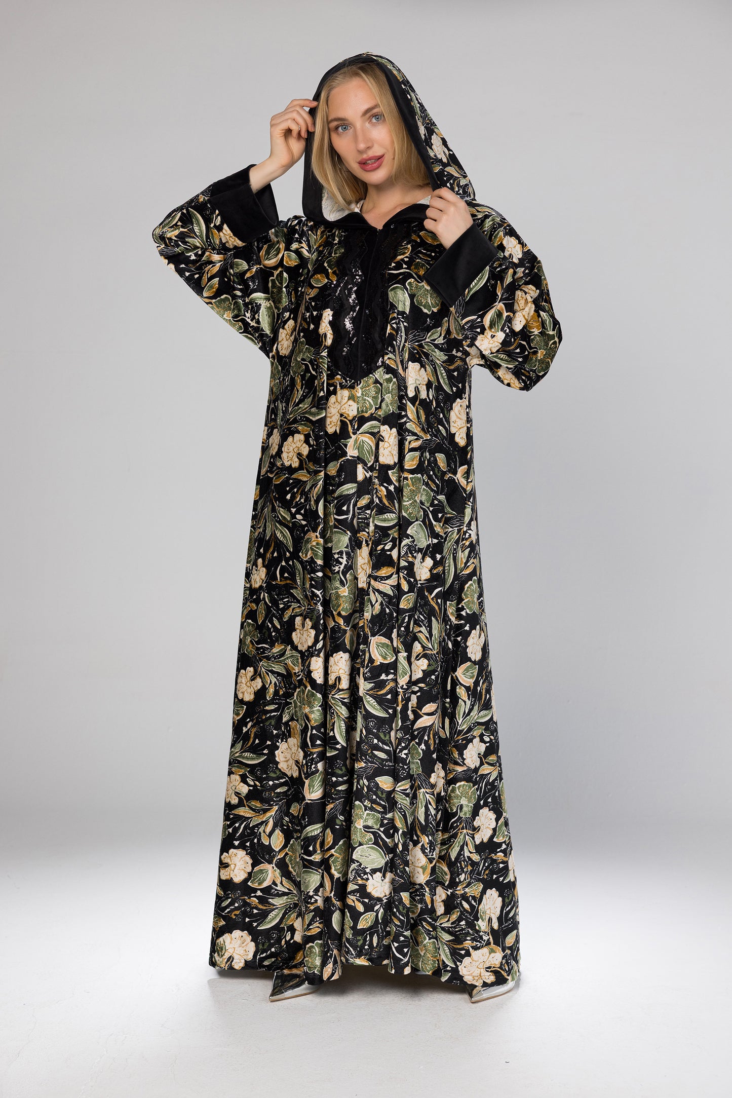 WILD FLOWERS HOODED GALABEYA | MODA PLUS | WN26346