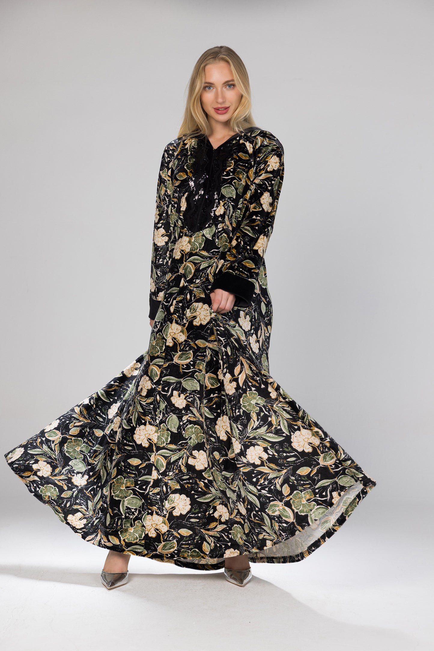 WILD FLOWERS HOODED GALABEYA | MODA PLUS | WN26346