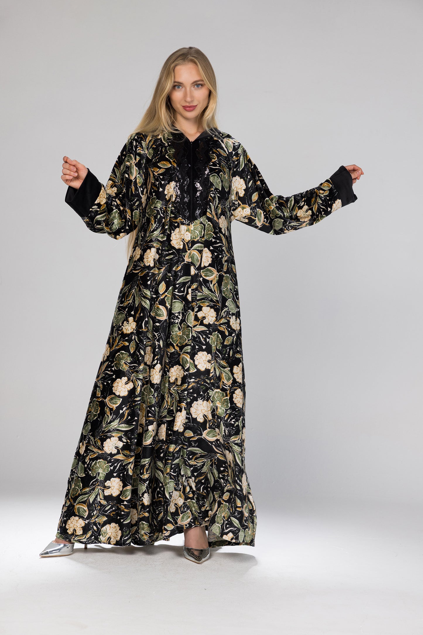 WILD FLOWERS HOODED GALABEYA | MODA PLUS | WN26346