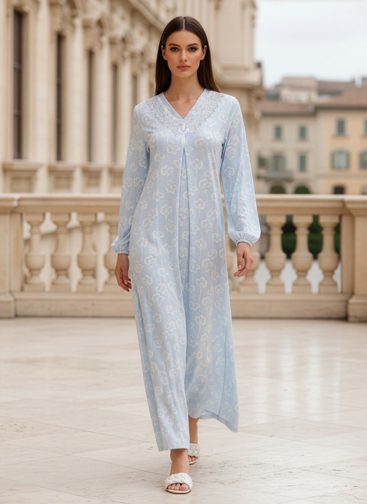 FLORA BLUE NIGHT GOWN | MODA PLUS | SM26802
