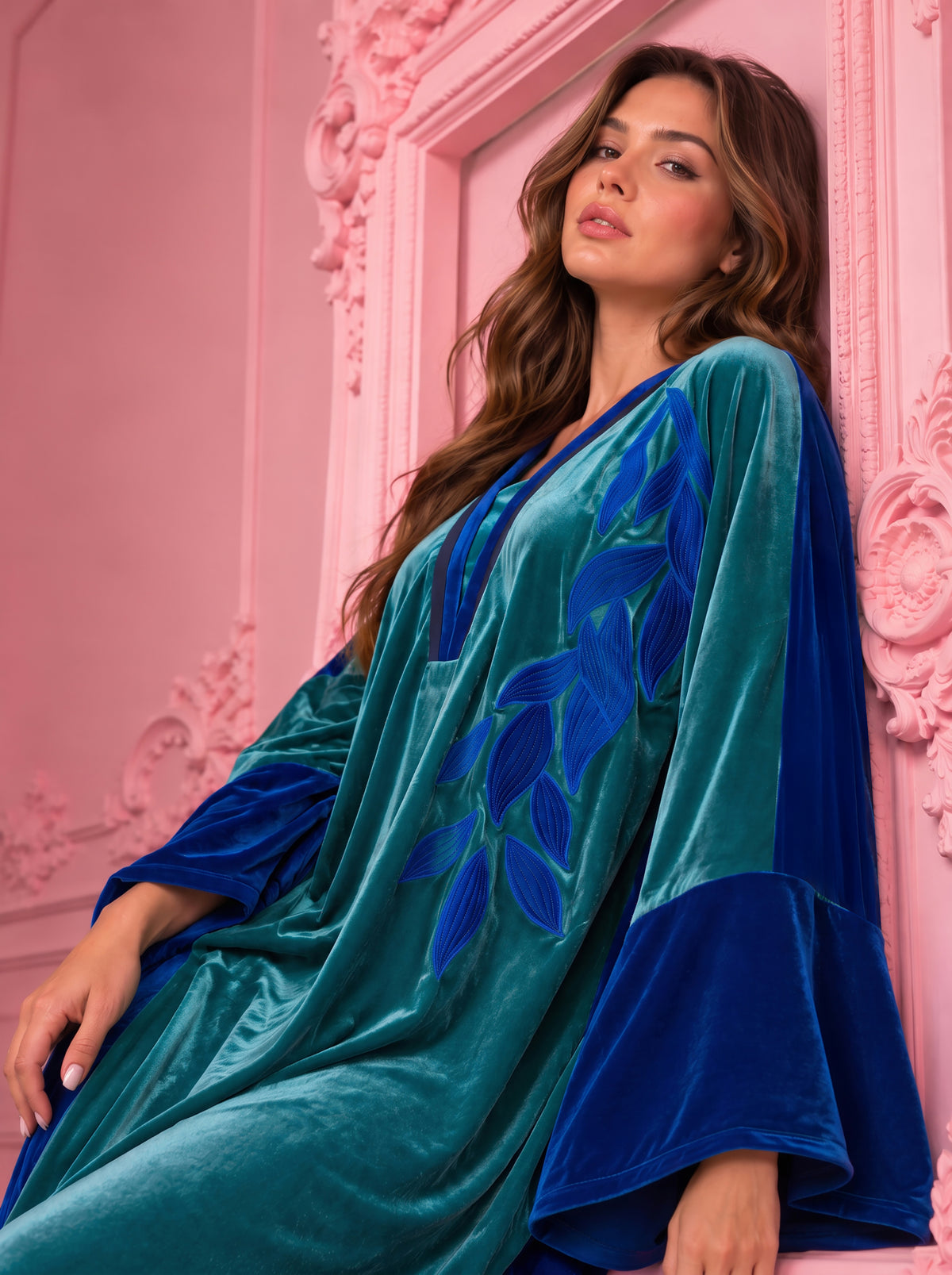 TEAL AND ROYAL BLUE KAFTAN | MODA PLUS | WN27907
