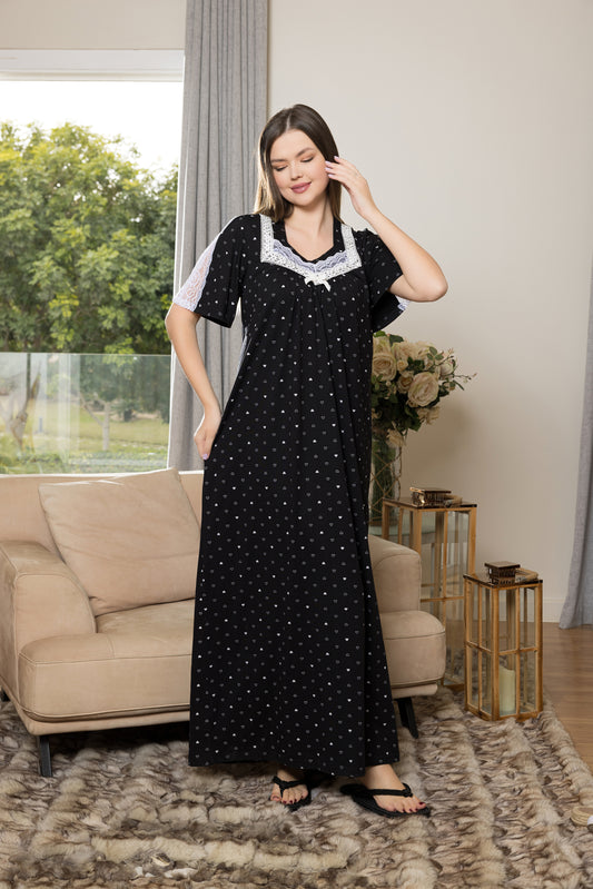 BLACK AND WHITE HEARTS GOWN | EASY BY PLUS | SM605