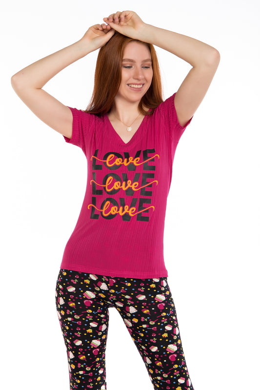 LOVE LOVE LOVE Pajamas Pink | Easy By Plus | Night Wear