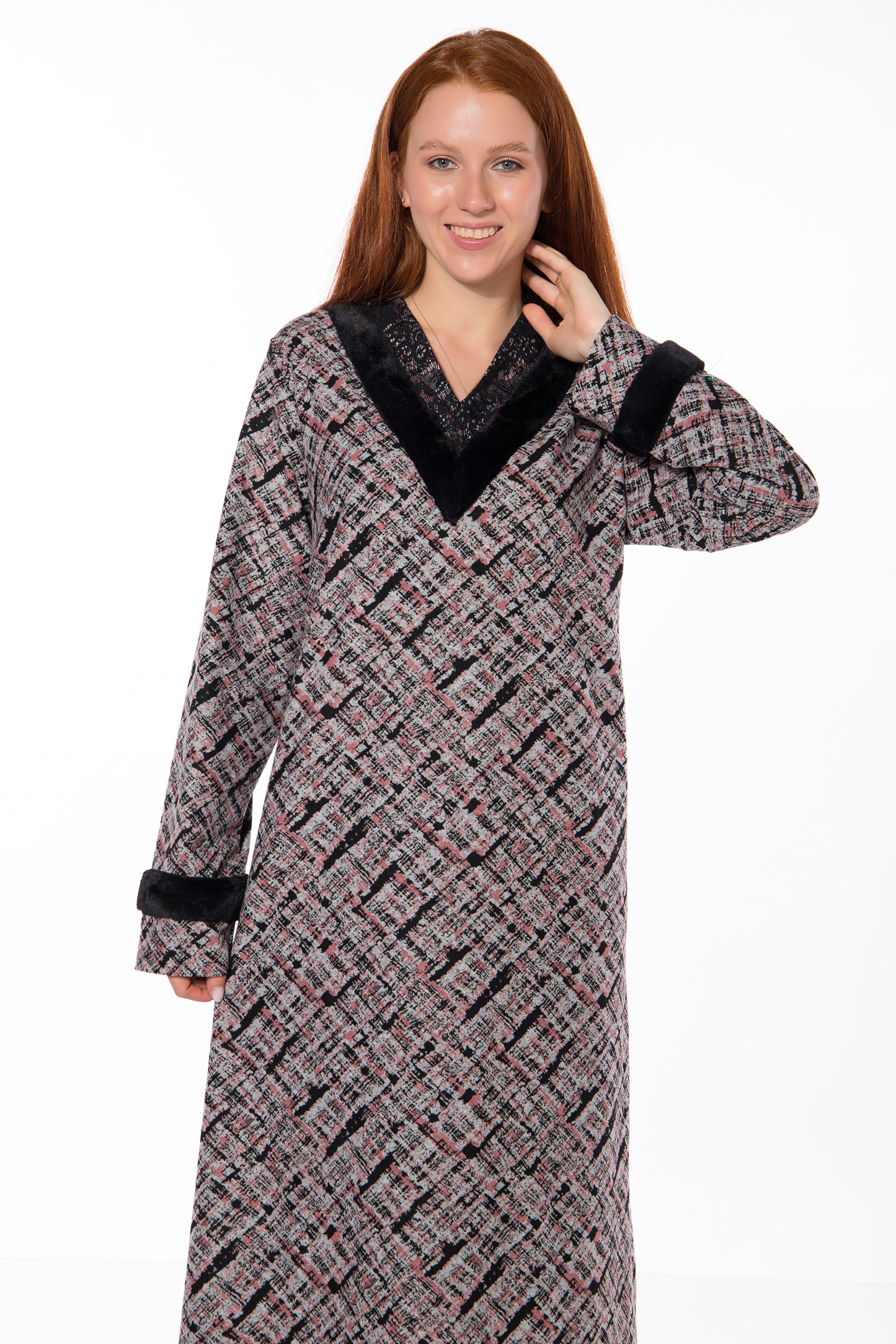 V Allover Print Galabeya | Moda Plus | Home Wear