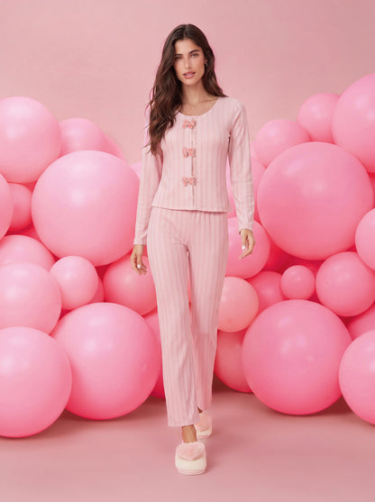 BLUSH PINK BOW PJ SET | MODA PLUS | WN27102
