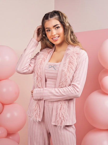 BLUSH FEATHER TRIM 3 PC SET | MODA PLUS | WN27103
