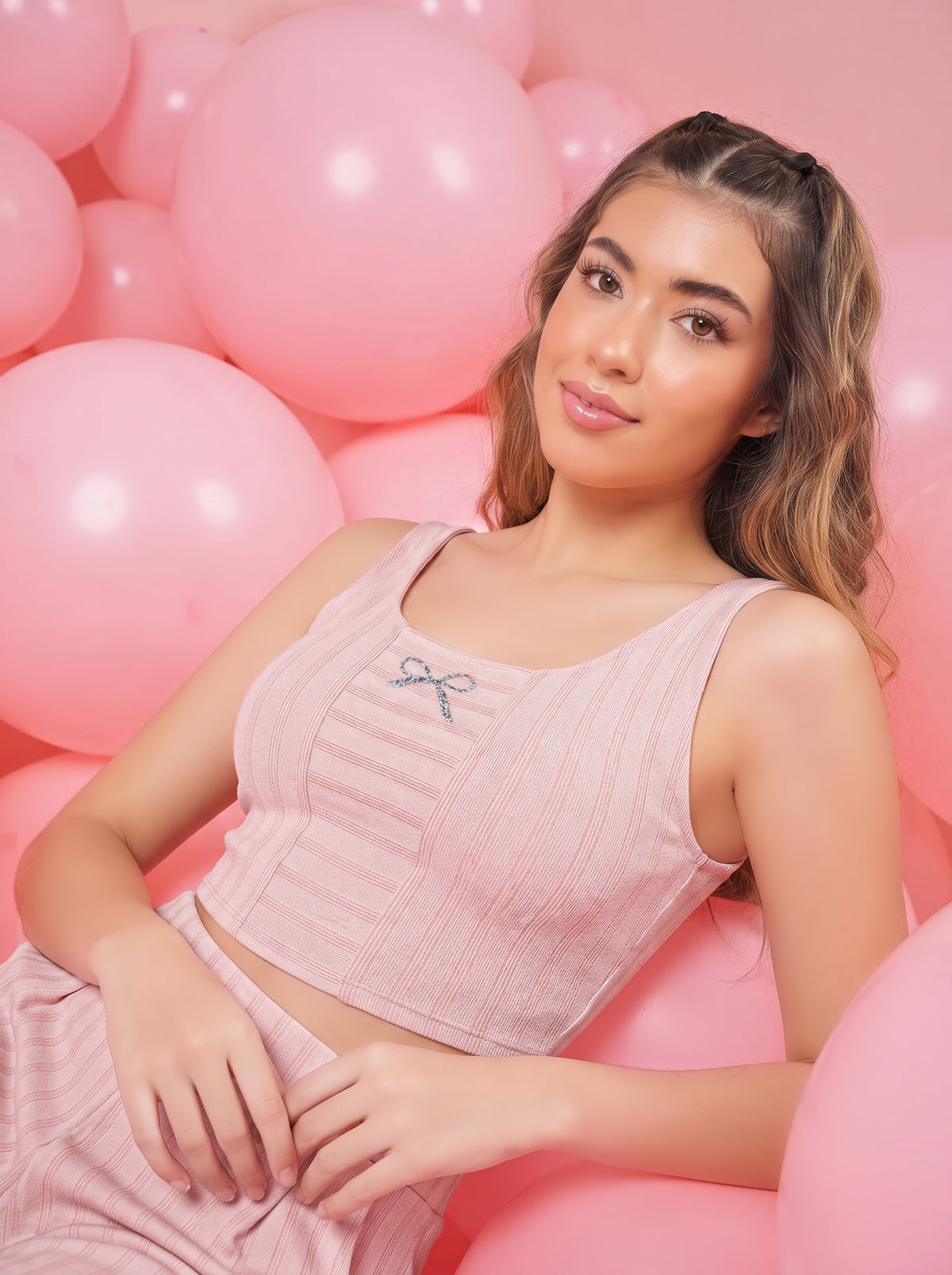 BLUSH FEATHER TRIM 3 PC SET | MODA PLUS | WN27103