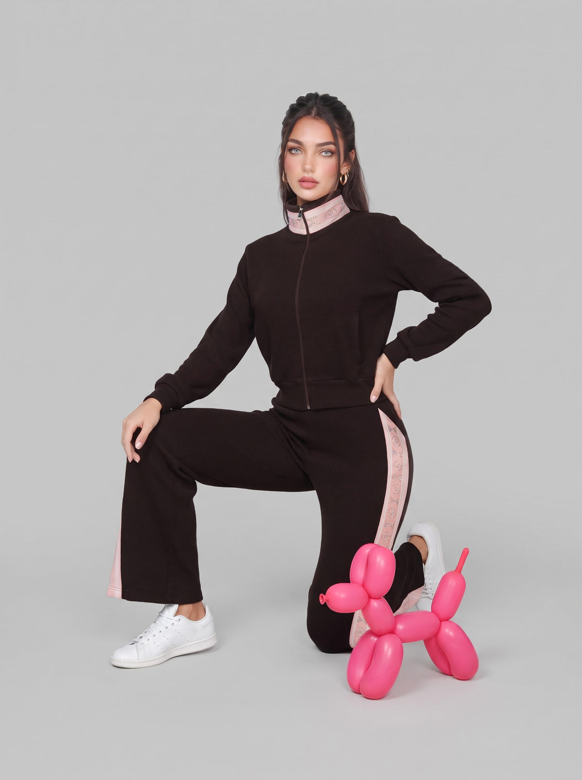 PINK STRIPE LOUNGE SET | MODA PLUS | WN27107