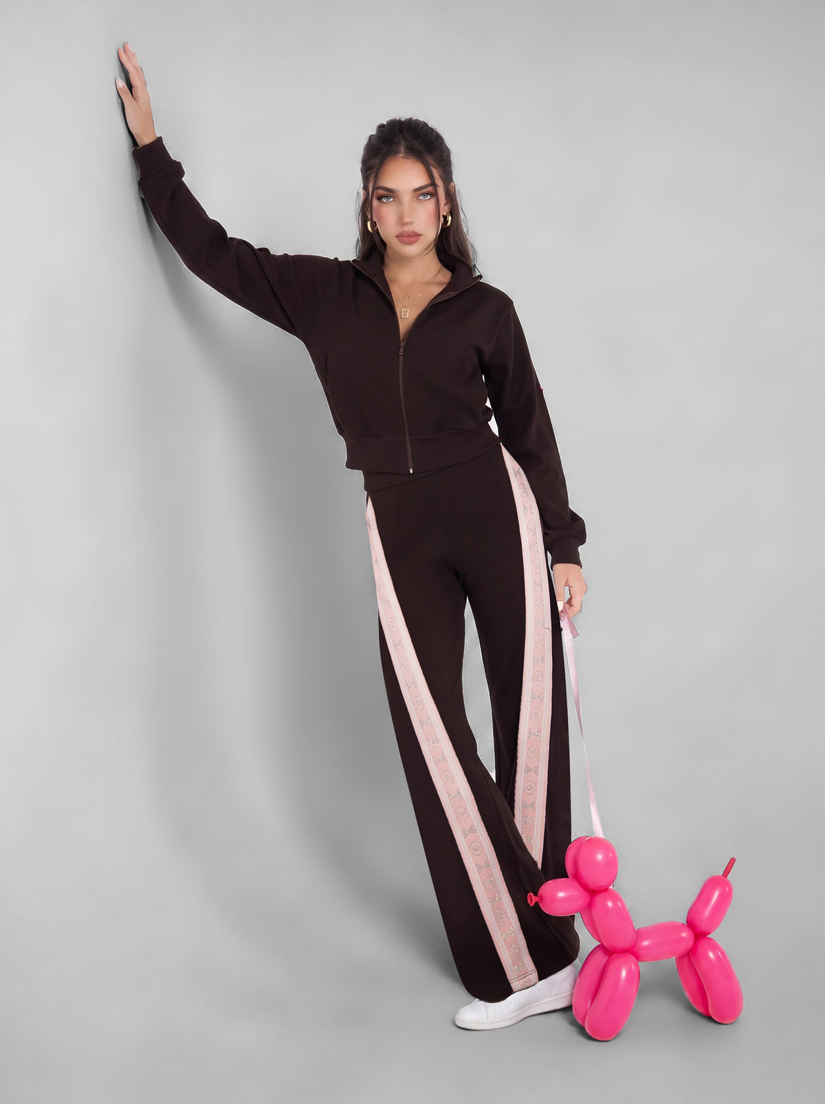 PINK STRIPE LOUNGE SET | MODA PLUS | WN27107