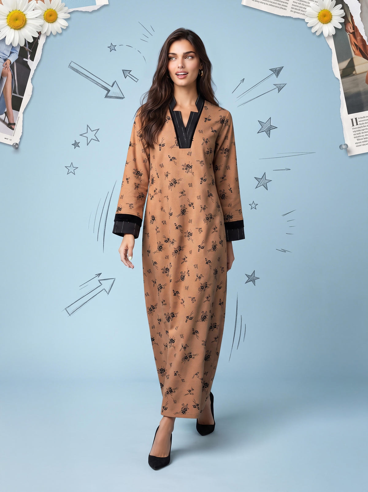 CARAMEL BLOOM GALABEYA | MODA PLUS | WN27205