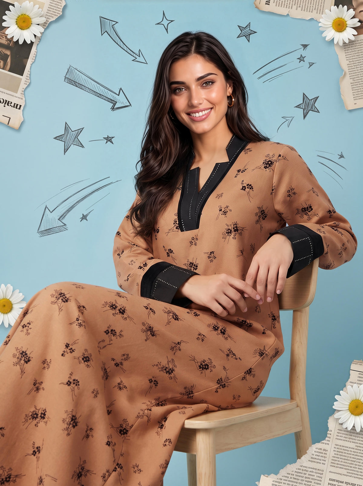 CARAMEL BLOOM GALABEYA | MODA PLUS | WN27205