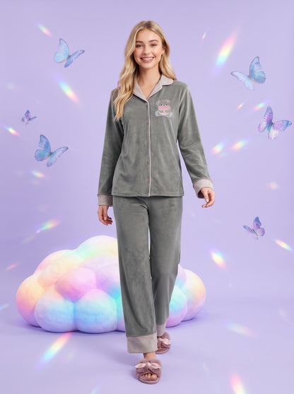 TEDDY DREAMS VELVET PJ SET | MODA PLUS | WN27206