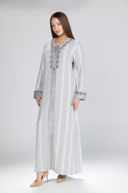 SILVERISH FLOWERS GALABEYA | MODA PLUS | WN26207