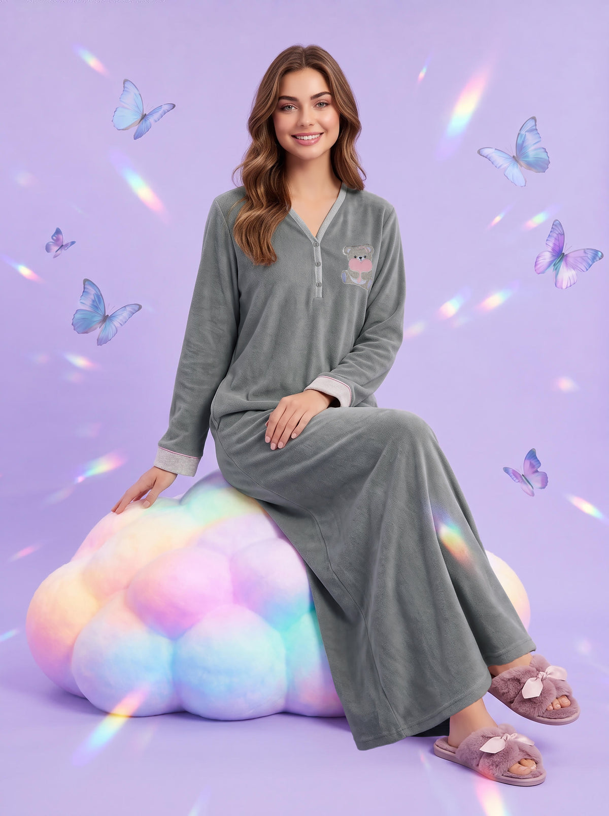TEDDY DREAMS VELVET NIGHTGOWN | MODA PLUS | WN27207