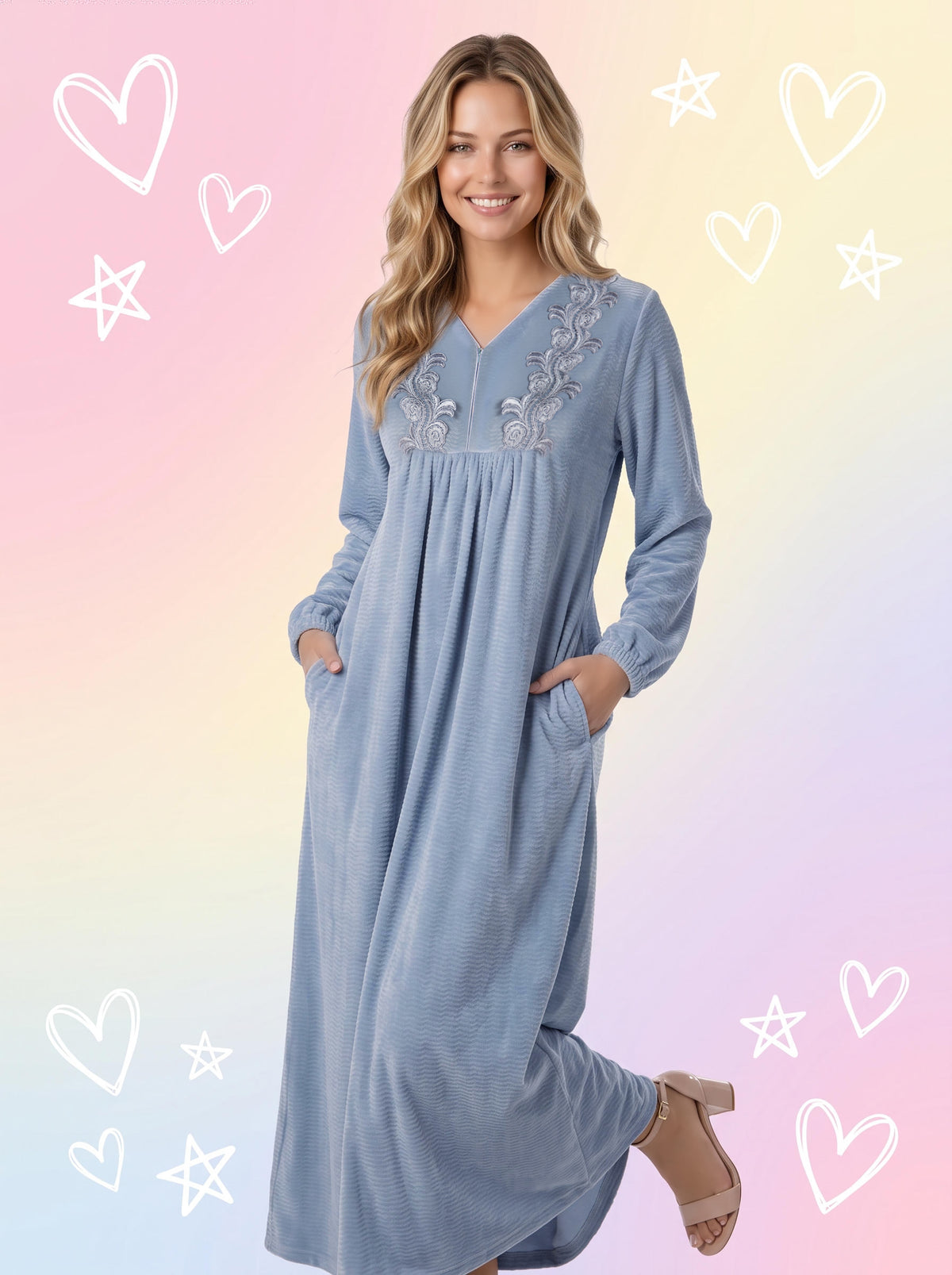 FLORAL EMBROIDED VELVET GOWN | MODA PLUS | WN27208