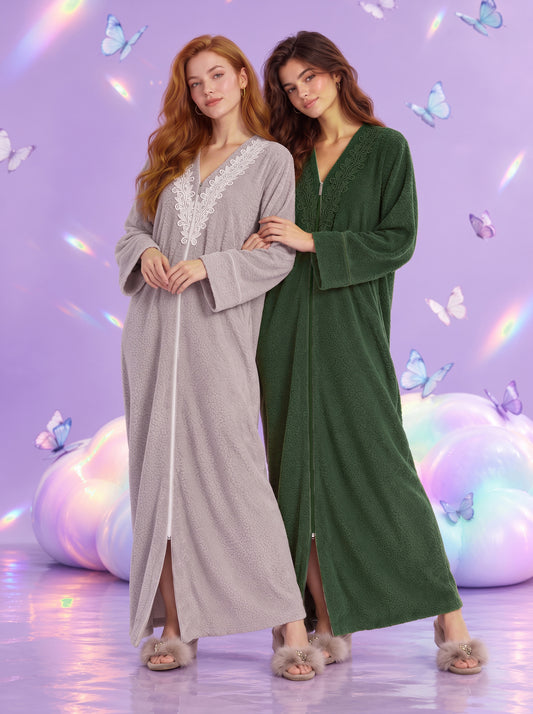 VELVET VINE ZIP-FRONT GALABEYA | MODA PLUS | WN27218