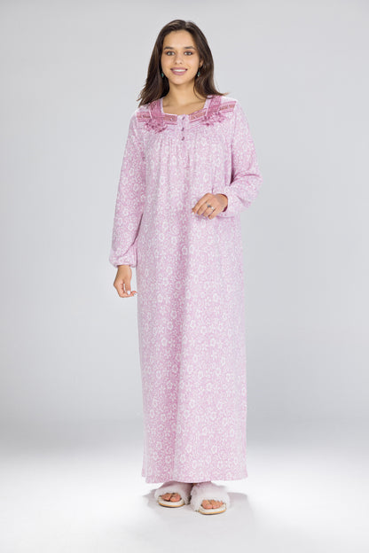 CRYSTAL BUTTONS FLOWERS GOWN | MODA PLUS | WN26306