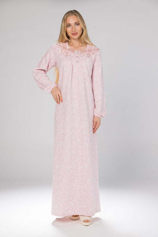 CRYSTAL BUTTONS FLOWERS GOWN | MODA PLUS | WN26306
