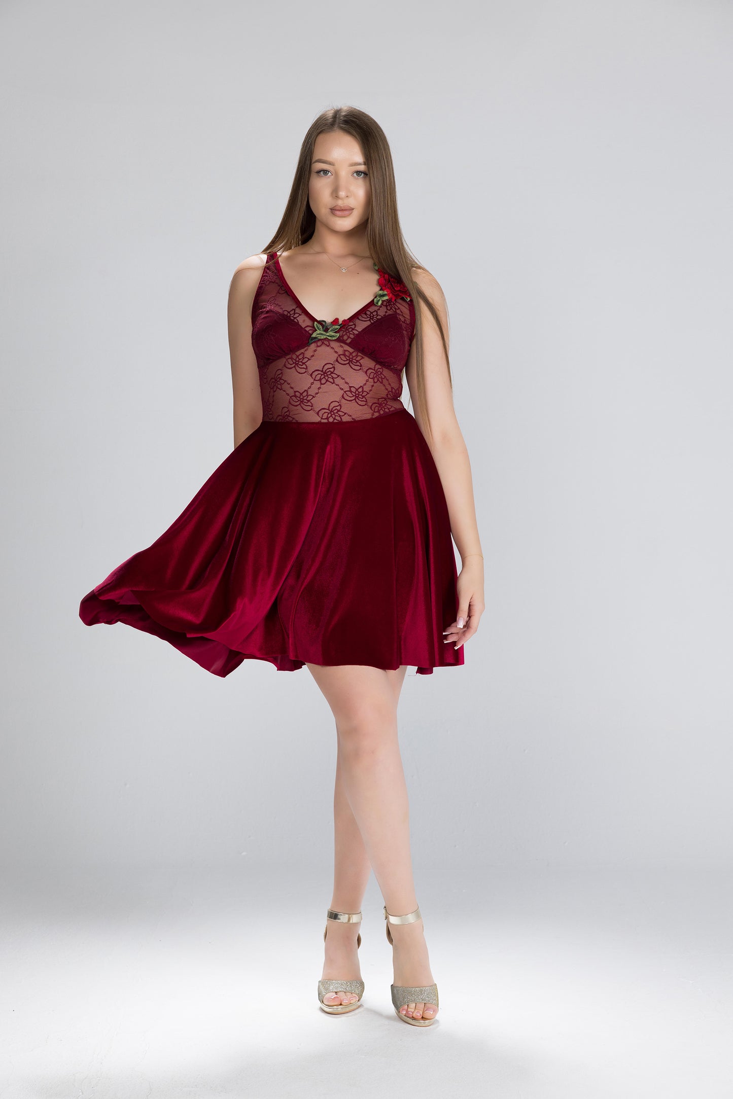 LACE VELOUR DRESS | MODA PLUS | WN26316