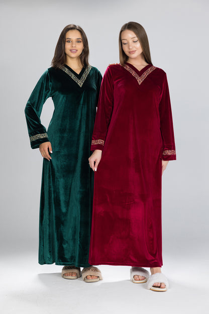 V SOLID VELOUR GALABEYA | MODA PLUS | WN26329