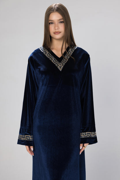 V SOLID VELOUR GALABEYA | MODA PLUS | WN26329