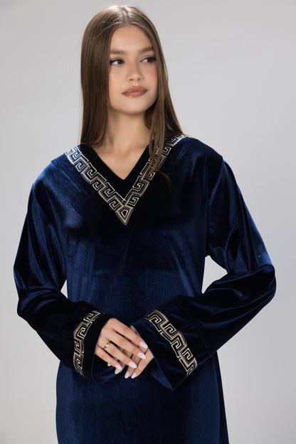 V SOLID VELOUR GALABEYA | MODA PLUS | WN26329