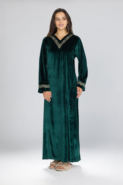V SOLID VELOUR GALABEYA | MODA PLUS | WN26329