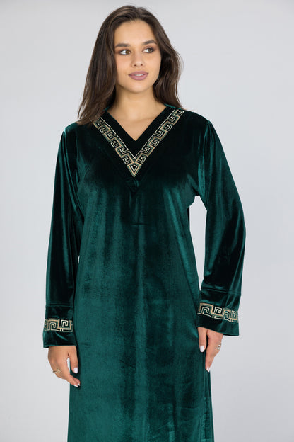 V SOLID VELOUR GALABEYA | MODA PLUS | WN26329