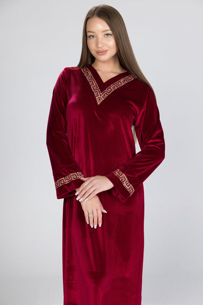 V SOLID VELOUR GALABEYA | MODA PLUS | WN26329