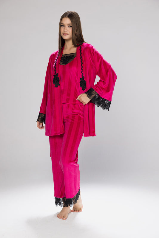 WIDE STRIPES 3PC PJ SET | MODA PLUS | WN26339