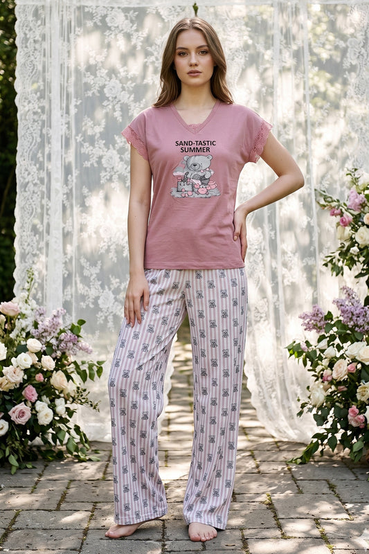 TEDDIES ALLOVER SHORT SLEEVES PJS | MODA PLUS | SM26777