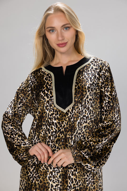 LEOPARD PRINT GALABEYA | MODA PLUS | WN26344