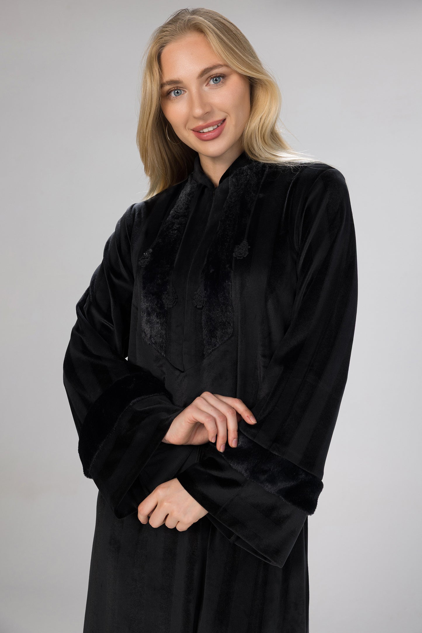 BLACK FUR GALABEYA | MODA PLUS | WN26350