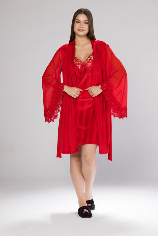 WIDE STRIPES ROBE SET | MODA PLUS | WN26356