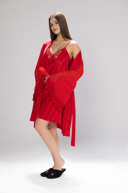WIDE STRIPES ROBE SET | MODA PLUS | WN26356