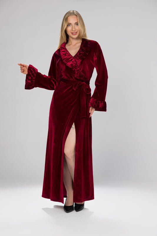 FLUFFY COLLAR RED ROBE | MODA PLUS | WN26362