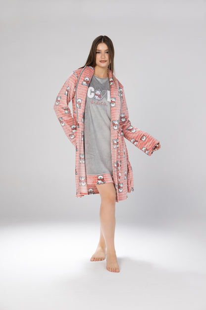 COOL SCARF TEDDY ROBE SET | MODA PLUS | WN26369