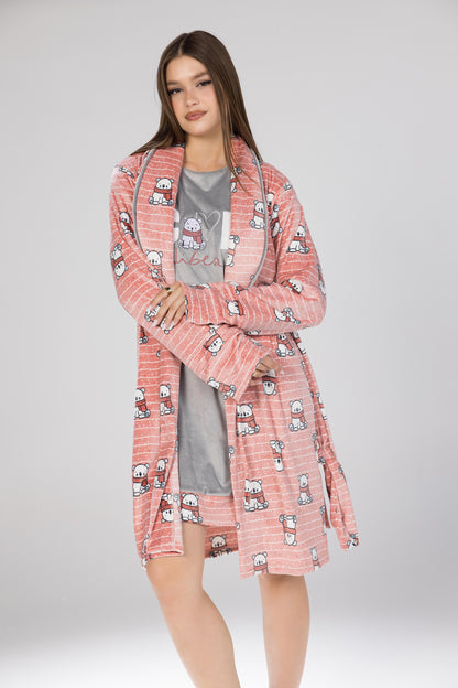 COOL SCARF TEDDY ROBE SET | MODA PLUS | WN26369