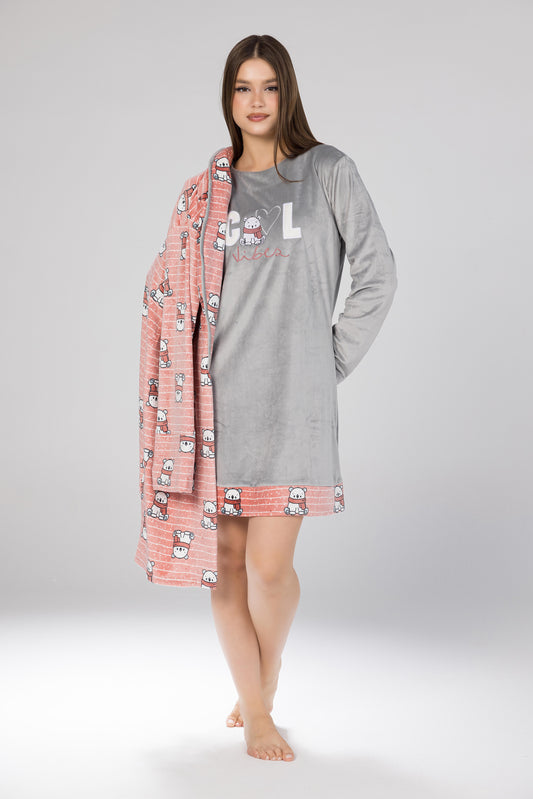 COOL SCARF TEDDY ROBE SET | MODA PLUS | WN26369