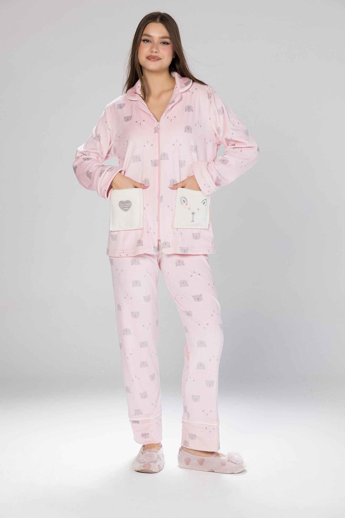 ZIPPER CLASSIC TEDDY PJS | MODA PLUS | WN26387
