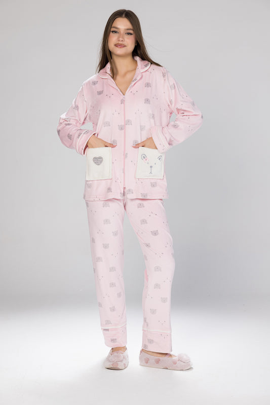 ZIPPER CLASSIC TEDDY PJS | MODA PLUS | WN26387