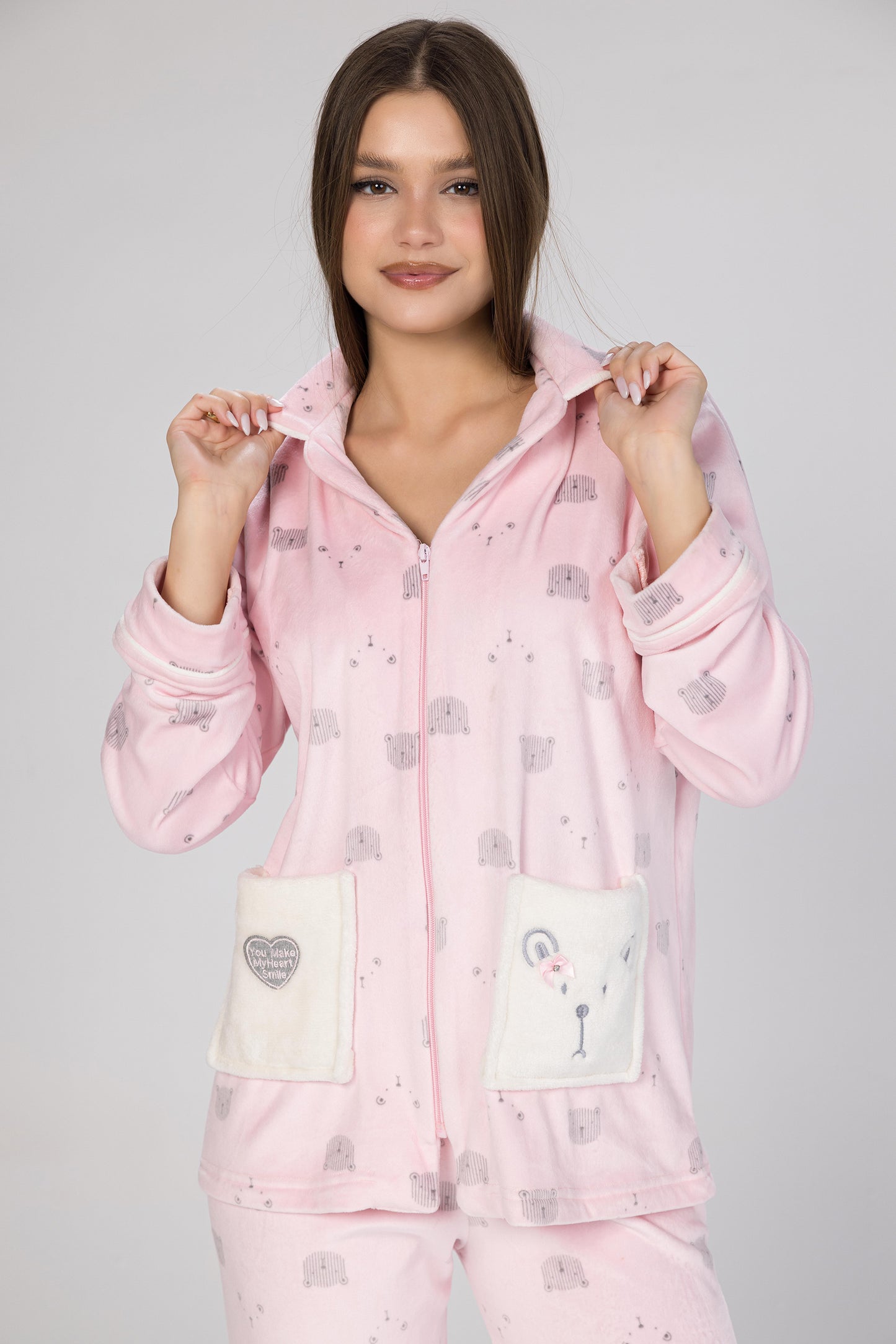 ZIPPER CLASSIC TEDDY PJS | MODA PLUS | WN26387