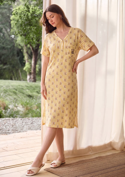 STRIPED TEDDY MIDI GOWN | MODA PLUS | SM26615