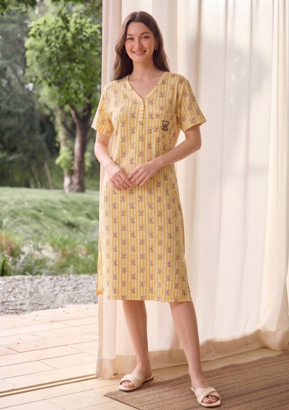 STRIPED TEDDY MIDI GOWN | MODA PLUS | SM26615