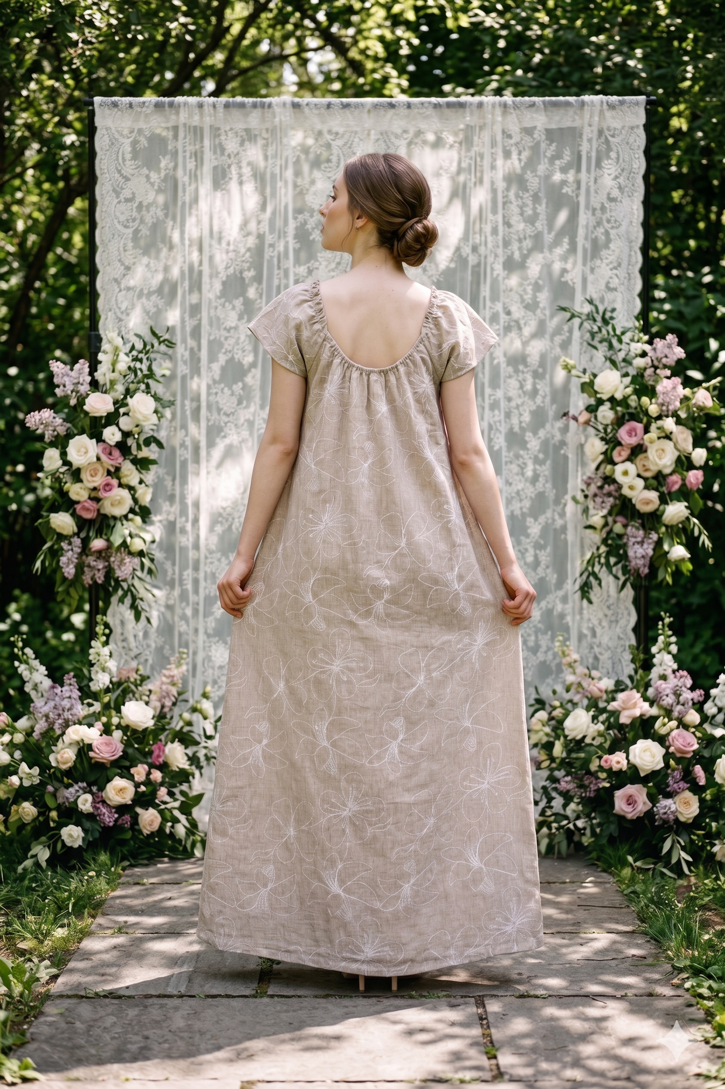 STITCHED FLOWERS NIGHTGOWN | MODA PLUS | SM26761