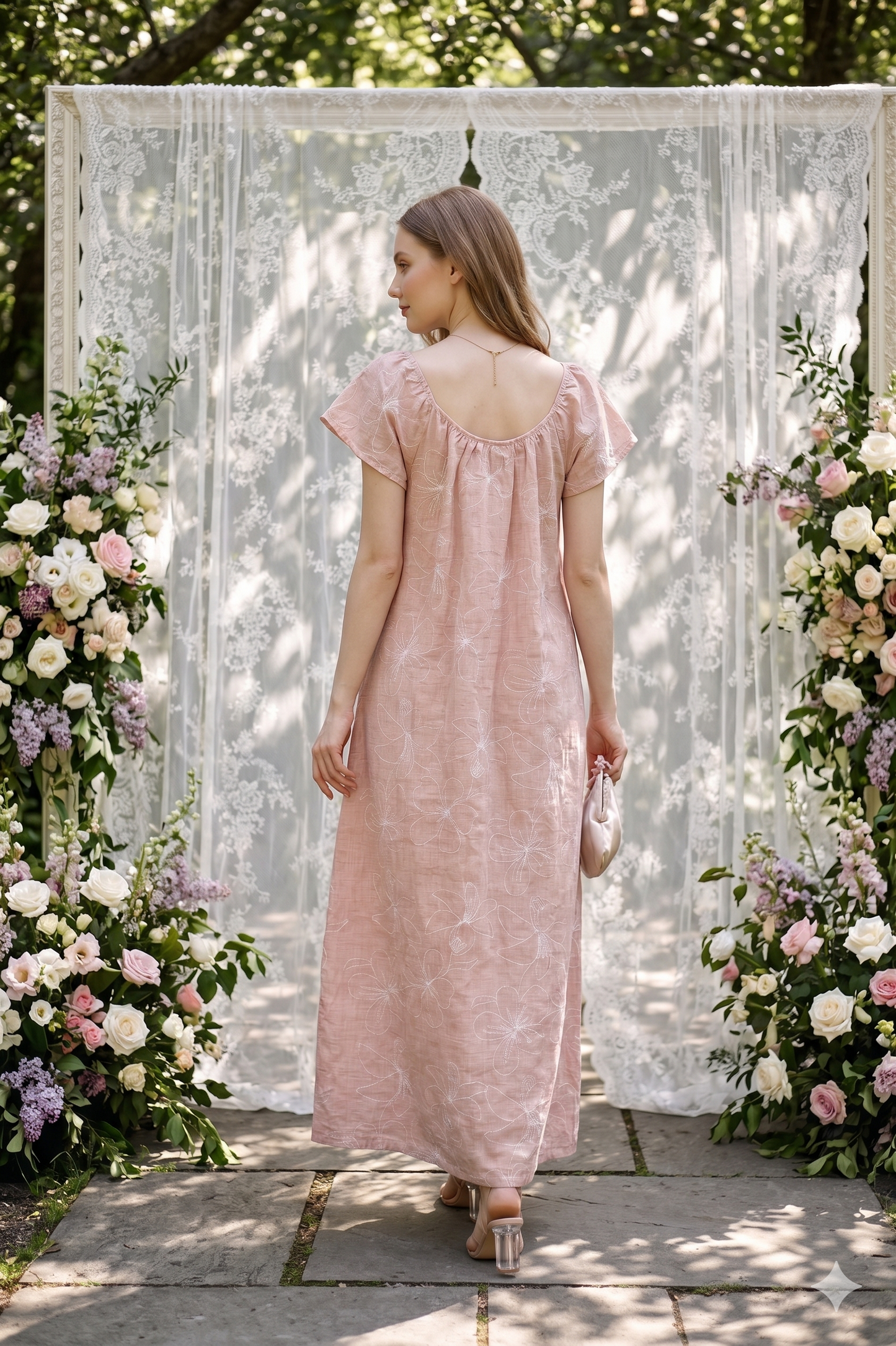 STITCHED FLOWERS NIGHTGOWN | MODA PLUS | SM26761