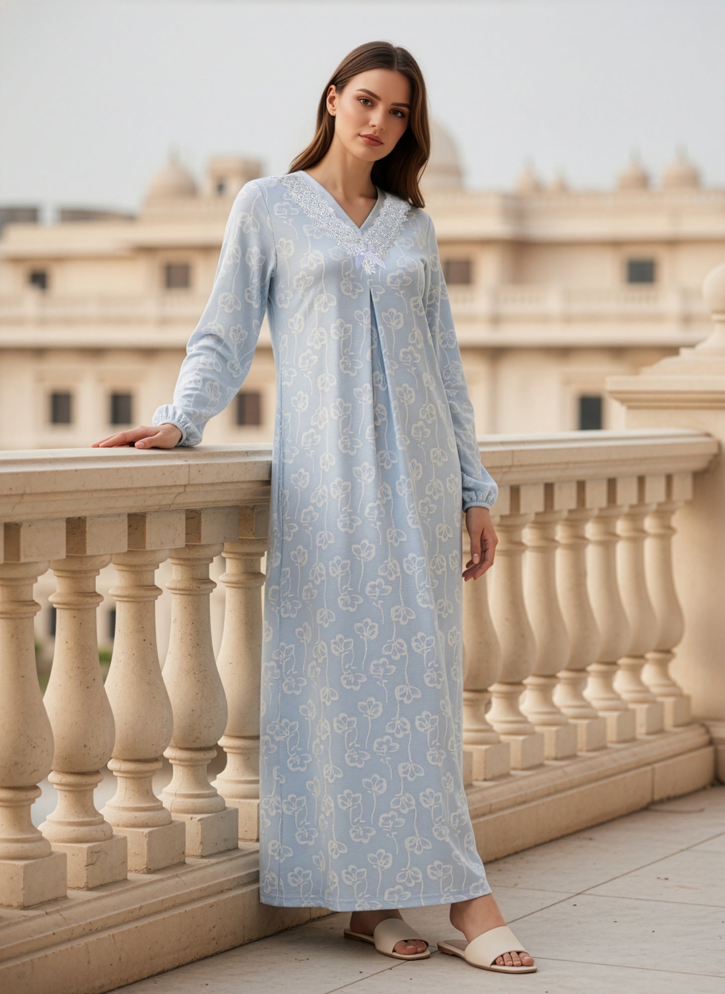 FLORA BLUE NIGHT GOWN | MODA PLUS | SM26802