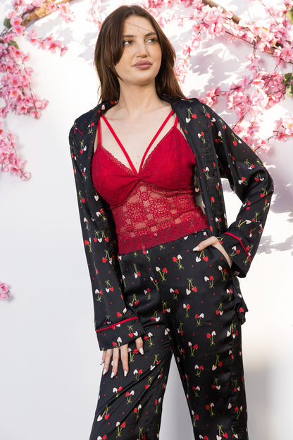 CHERRY LOVE LACE TOP SET | MODA PLUS | SM26881