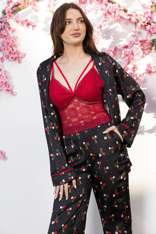 CHERRY LOVE LACE TOP SET | MODA PLUS | SM26881