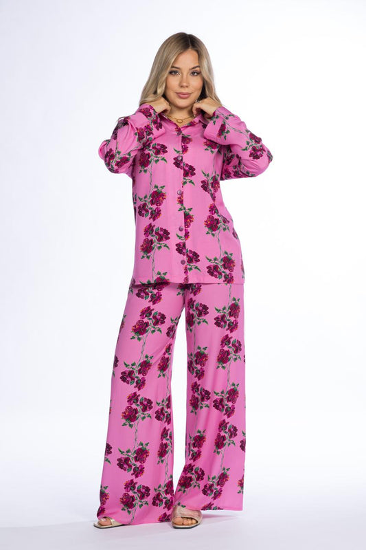 HOT PINK CLASSIC PJS SET | MODA PLUS | SM25889